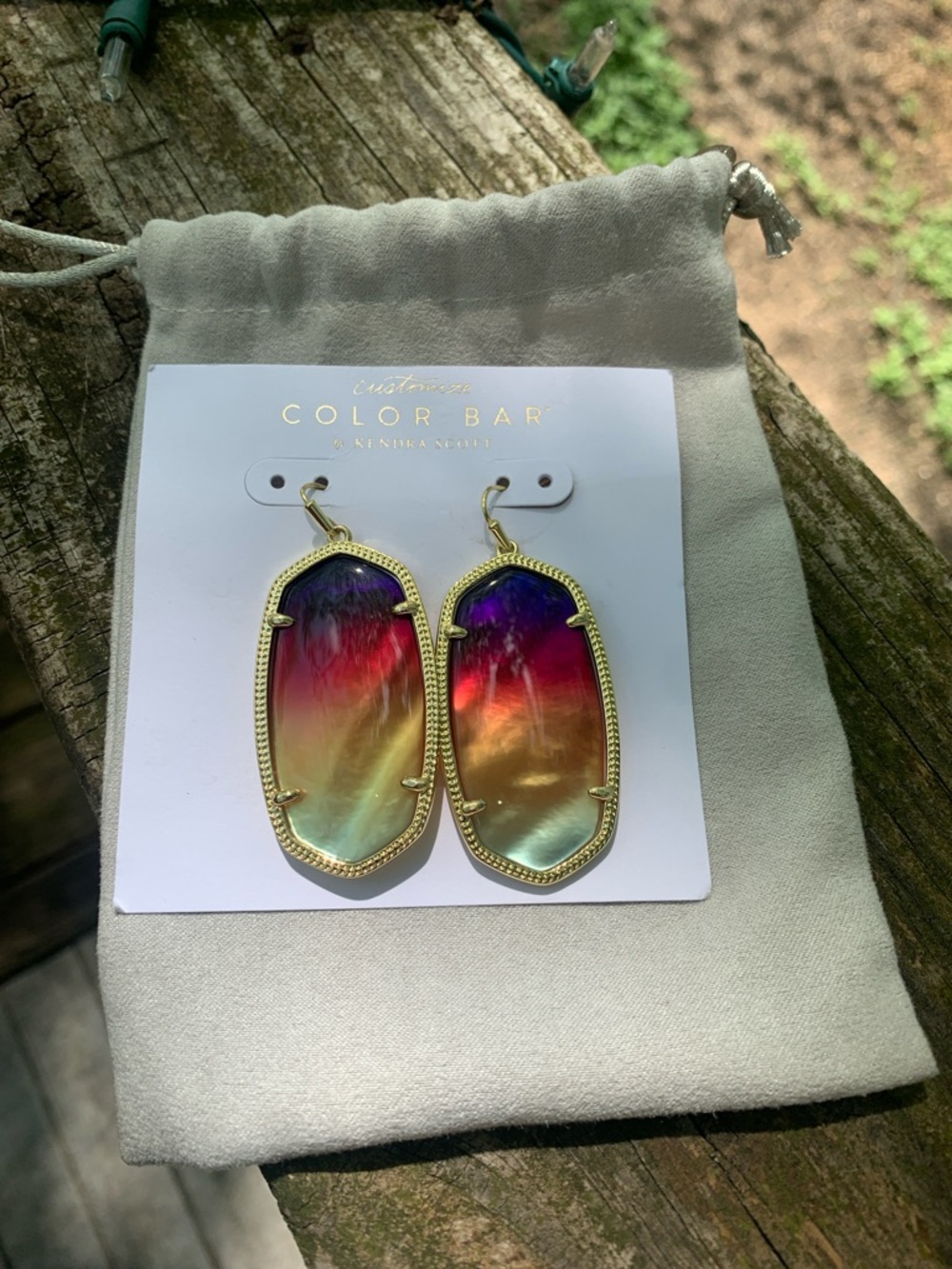 Rare NWT Kendra Scott Multicolor Illusion Danielle Earrings - Gold
